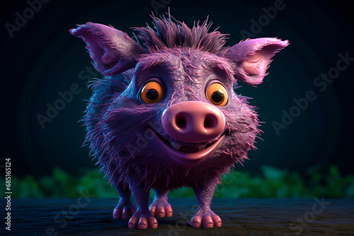 a cute little adorable wild boar with big eyes