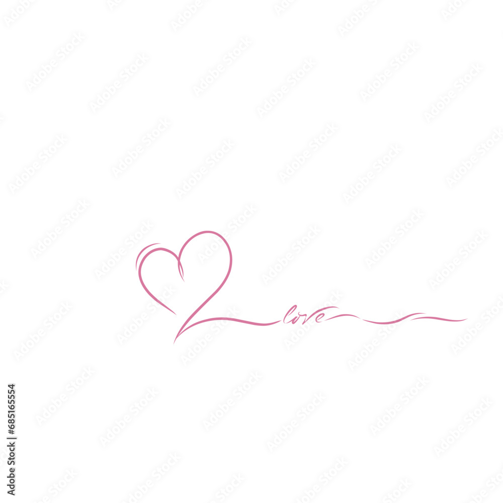 Line art style of love. Love icon with line art. Thin contour and romantic symbol for greeting card and web banner in simple linear style. 