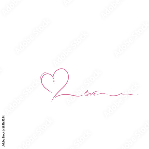 Line art style of love. Love icon with line art. Thin contour and romantic symbol for greeting card and web banner in simple linear style. 