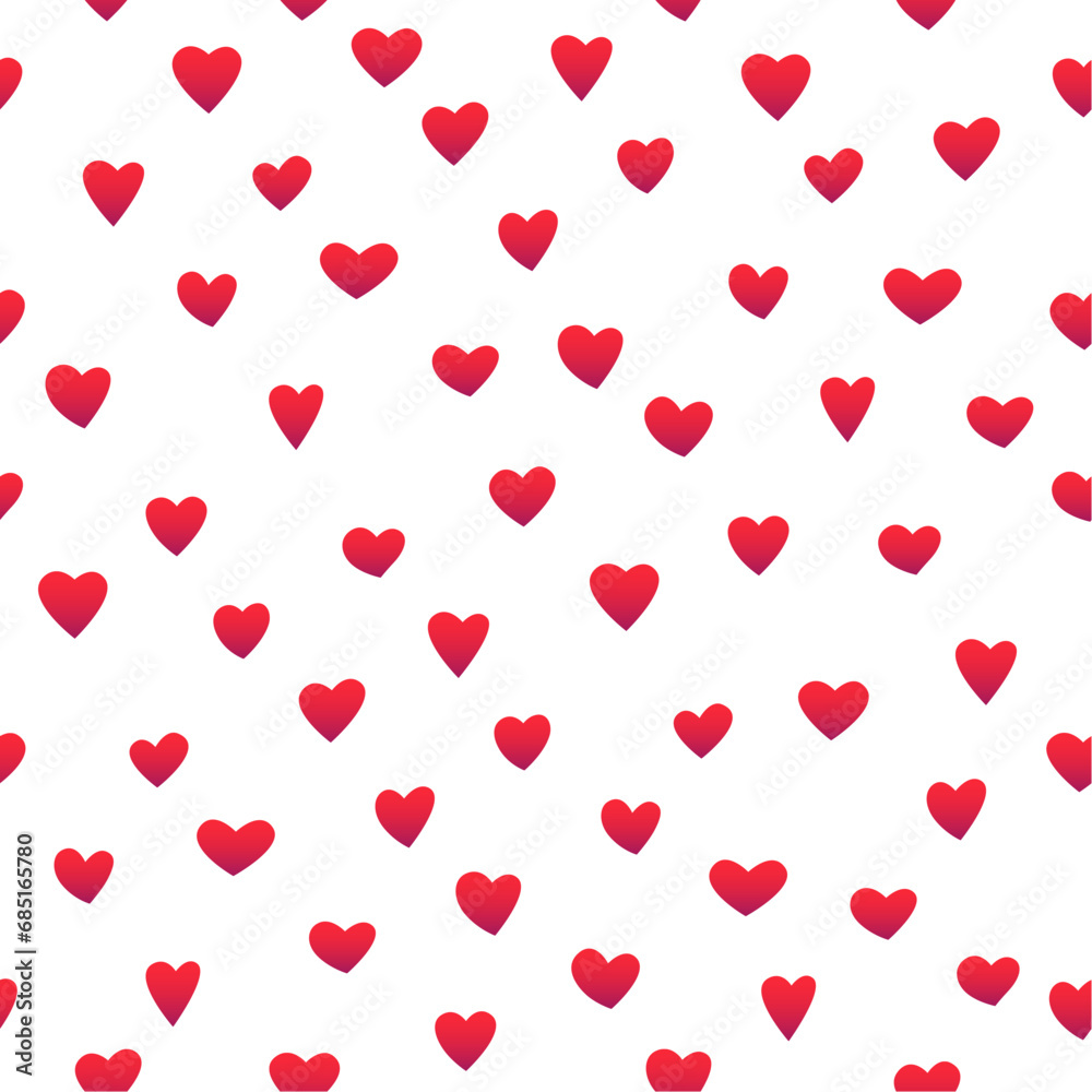 Seamless pattern of small red hearts on a white background. Happy Valentine's Day. Beautiful abstract background