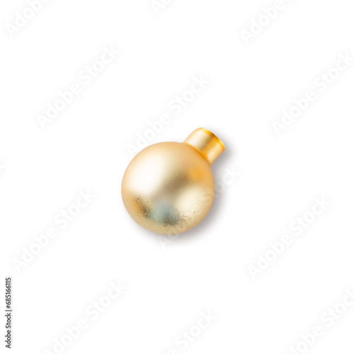 Golden Christmas balls isolated on a white background.