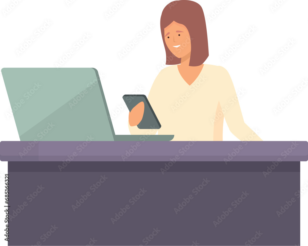 Studio person digital lady desk icon cartoon vector. Interior chair. Pose studio Studio person digital lady desk icon cartoon vector. Interior chair. Pose studio