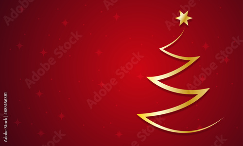 Christmas card with gold christmas tree