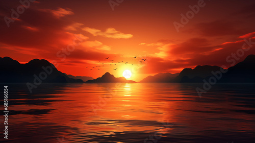 A Sunrise Canvas, Bathing the Sea or River in a Symphony of Colors.