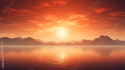 Sun-Kissed Waters: Mesmerizing Sunrise Background, Casting a Golden Glow on the Beautiful River Scene.