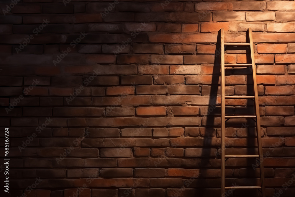 Brick wall background , ladder on the right side Brick wall background , ladder on the right side