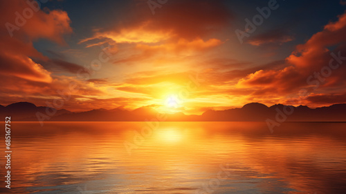 Beautiful Sunrise Background, Painting the Sea in a Palette of Gentle Hues © ShadowHero