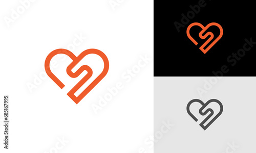 letter s with love or heart logo design