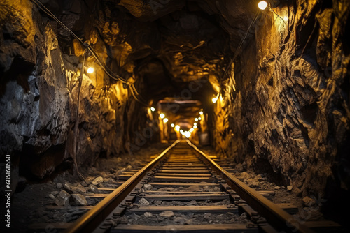 Mine gold underground tunnel railroad photo