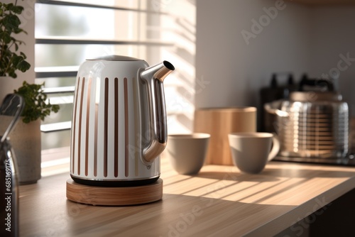 electric kettle  and cups on the table