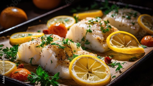 cod fish healthy food baked illustration nutrition omega, 3 sea, diet delicious cod fish healthy food baked photo