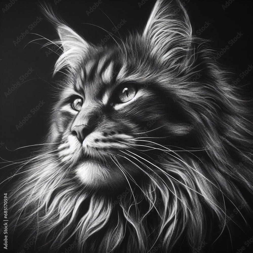 Black and White Cat Portrait Black and White Cat Portrait
