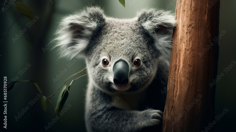 Obraz premium Koala, Minimalistic Professional Portrait, Generative AI