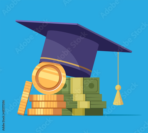 Education grant. Education, school and money,, graduation college loan payment icon