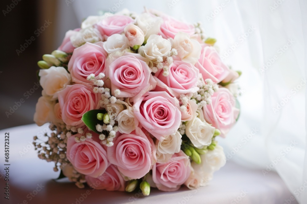 wedding bouquet of pink roses