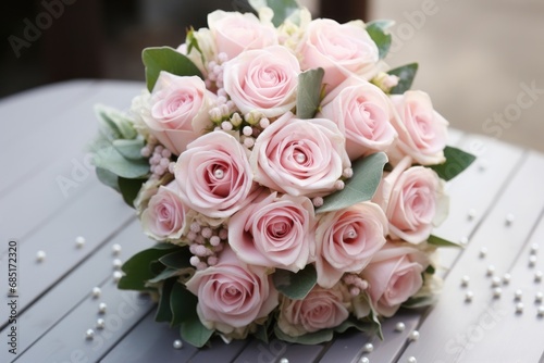wedding bouquet of pink roses