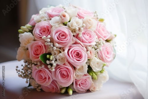 wedding bouquet of pink roses