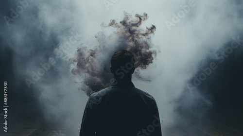 Fumée et silhouette d'homme