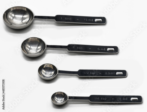 Фотография A set of metal measuring spoons for cookery