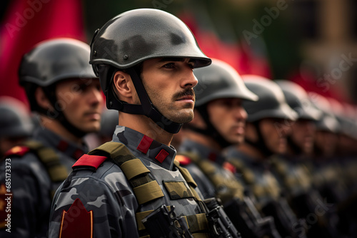 Generative AI image of Soldiers in Military Parade photo