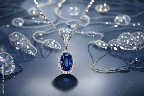 diamond necklace with blue diamond