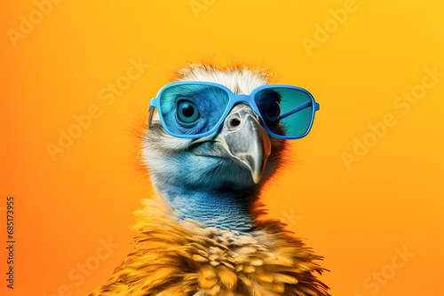 Generative AI image of a cool eagle wearing sunglasses photo