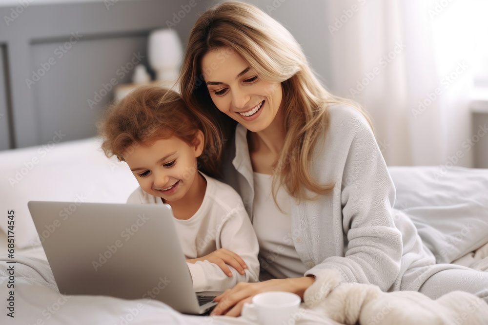 mother and child using laptop mother and child using laptop