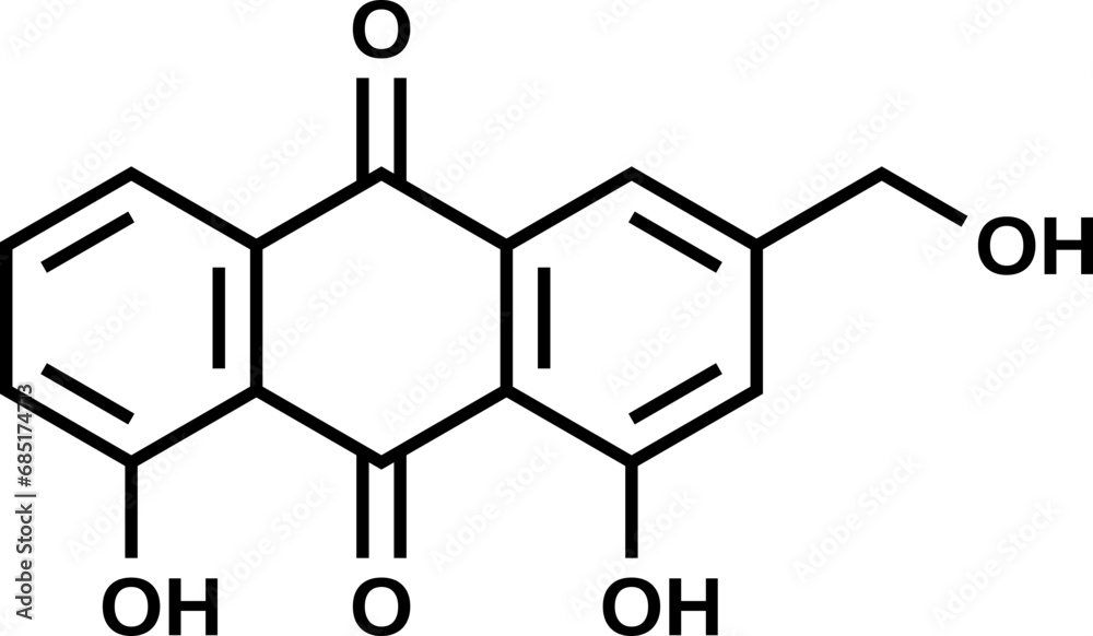 Aloe emodin structural formula, vector illustration Aloe emodin structural formula, vector illustration