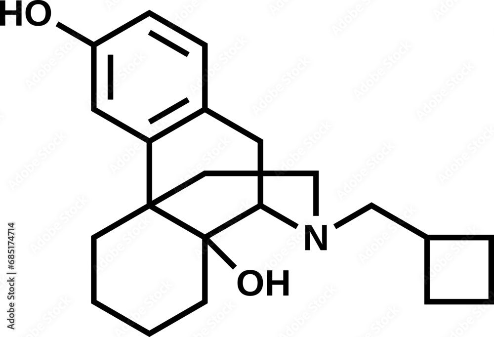 Butorphanol structural formula, vector illustration Butorphanol structural formula, vector illustration