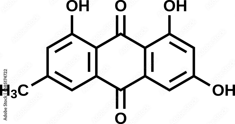 Fototapeta premium Emodin structural formula, vector illustration