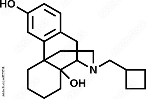 Butorphanol structural formula, vector illustration