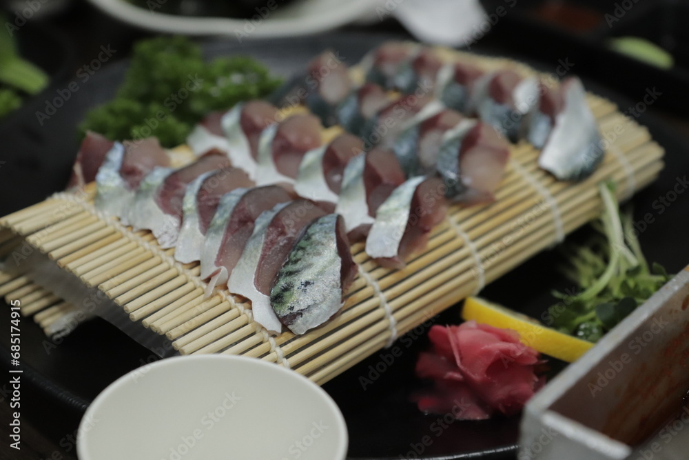 Sliced Raw Korea Mackerel sashimi Sliced Raw Korea Mackerel sashimi