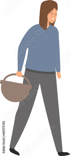 Cute mushroom picker icon cartoon vector. Funny fall vacation. Cute character nature