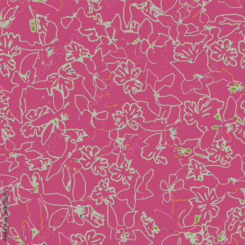 Floral brush strokes seamless pattern