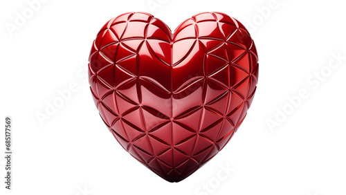 Red glossy 3d isolated heart png on trasnparent background © Xenia