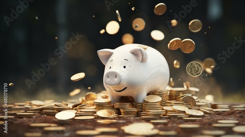 piggy bank and coins