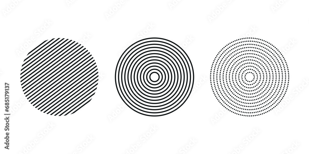 set of different circle geometry design. circle of different shapes for design creative - obrazy, fototapety, plakaty 
