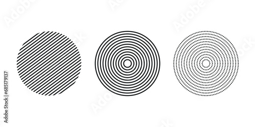 set of different circle geometry design. circle of different shapes for design creative photo