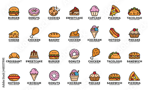 Snack food logo set design vector illustration