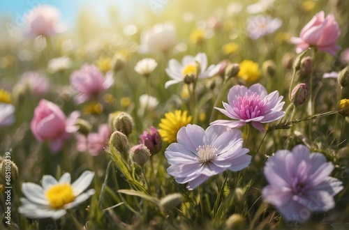 Beautiful meadow full of spring flowers