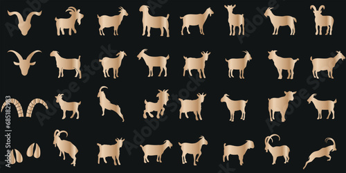 Illustration vectorielle de chèvre, présentant diverses races de chèvres. Parfait pour l’élevage de chèvres, la reproduction et l’entretien. Idéal pour l’industrie du lait, du fromage et de la viande © Arafat