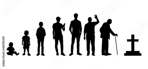 vector illustration. Set of people of different ages. Growing up of a person. Cycle of life.