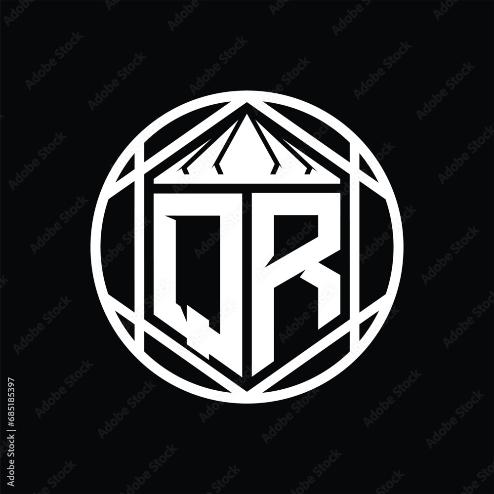 QR Letter Logo monogram hexagon slice crown sharp shield shape isolated circle abstract style design QR Letter Logo monogram hexagon slice crown sharp shield shape isolated circle abstract style design