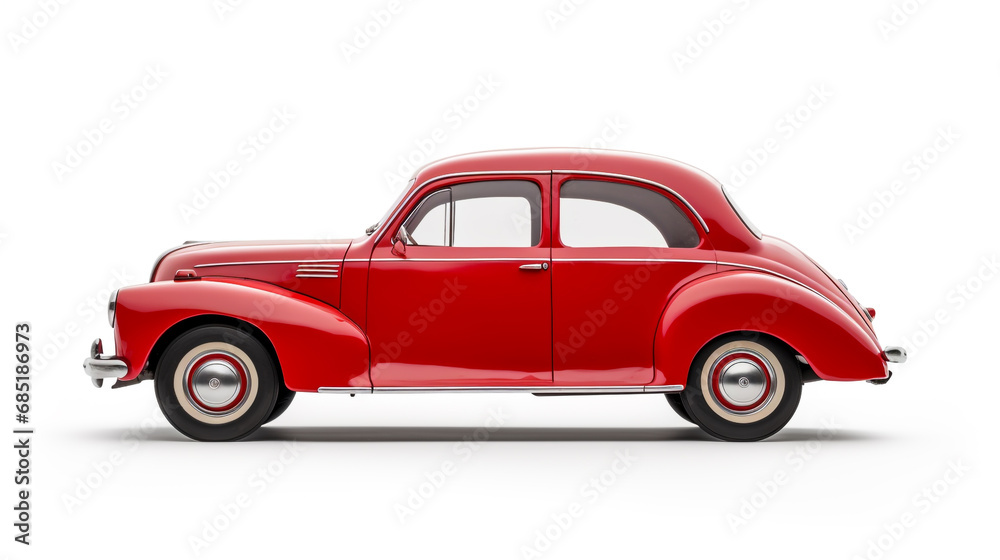 voiture vintage rouge sur fond blanc