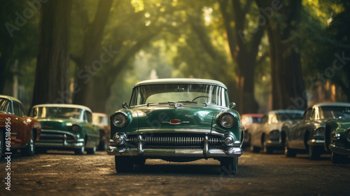 Voiture vintage verte et chrome