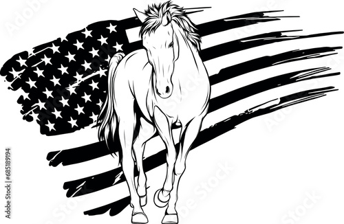 Vector illustration of horse in outline design