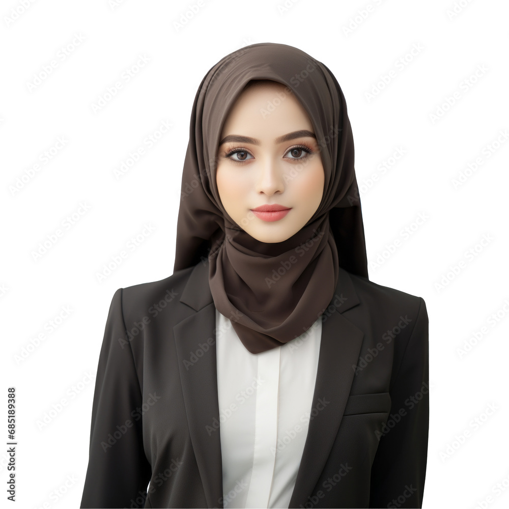 Beautiful business muslim woman isolated on transparent background Beautiful business muslim woman isolated on transparent background