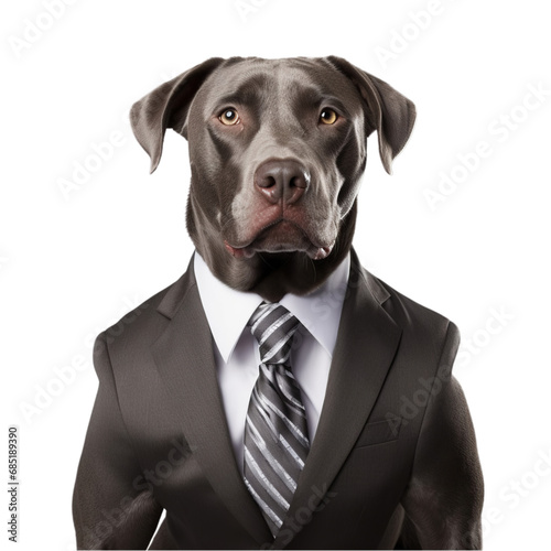 A Dapper Canine in a Sophisticated Suit and Tie © LUPACO PNG