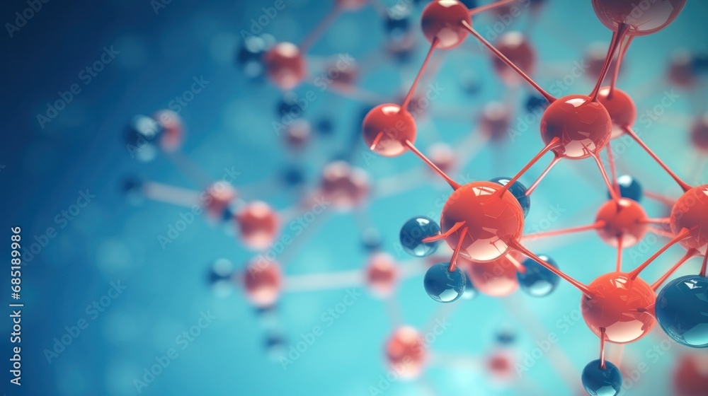 molecule or atom, Abstract structure for Science or medical background, 3d illustration, science, atom, abstract, chemistry, structure, blue, chemical, background
