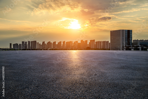 Wallpaper Mural Asphalt road square and residential area buildings at sunset Torontodigital.ca